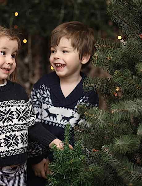 Дети на семейной новогодней фотосессии